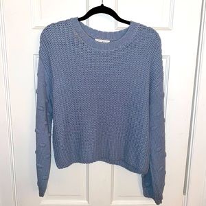 Cropped Blue Knit Sweater